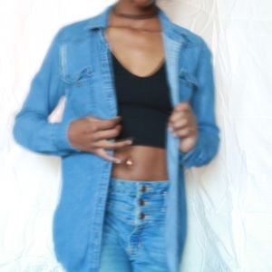 Forever 21 jean shirt blue with rip